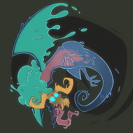 A flatcolor commission with an Abstract background